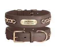 Personalized Leather Dog ID Collar With Anti-Lost Name Tag For Greyhound French Bulldog Dachshund Beagle Shepherd Dog,Brown,2xl