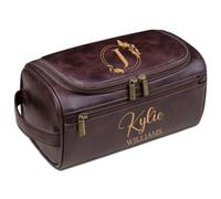 Personalized Leather Dopp Kit for Men - Custom Toiletry Bag for Dad, Husband, Grandpa, Boyfriend, Groomsmen, Christmas, Father's Day, Birthday Gifts