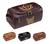 Personalized Leather Dopp Kit for Men, Custom Travel Toiletry Bag with Engraved Name or Initials, Gift for Groomsmen, Best Man, Wedding, Father's Day, Birthday