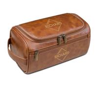 Personalized Leather Dopp Kit for Men, Monogrammed Shaving Bag, Travel Toiletry Pouch for Grandpa, Dad, Boyfriend, Groomsmen, Birthday, Christmas, Father's Day Gift(Light Brown)