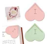 Personalized Leather Heart Bookmark with Initial, Cute Letters Custom Corner Book Mark for Reading Women, Student, Book Lovers, Teacher Appreciation Gifts (Pink+Honeydew Green, I)