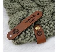 Personalized Leather Labels for Knits,Custom Your Icon/Logo/Text Leather Tag,Custom Tag with Rivets (60pcs)