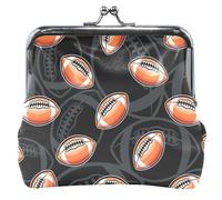 Personalized Leather Money Bag for Women, Cute Fashion Bag with Kiss Lock and American Football Coin, Fashion American Football Ball, Classic, American Football Ball, Fashion American Football