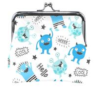Personalized Leather Purse for Women Girls Funny Monsters Kiss Clasp Change Buckle Coin Purse Funny Monsters White OneSize, Funny Monsters White, OneSize, Classic