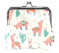 Personalized Leather Purse for Women Girls Llama Cloud Flowers Cactus Kiss Buckle Coin Purse Coin Purse Coin Purse Flower Cactus Flame Cloud OneSize, Flame Cloud Flower Cactus, OneSize, Classic