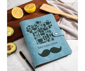 Personalized Leather Recipe Book, Custom Name Gift, Kitchen Family Recipe Book, PU Leather Engraved Diary, Father's Day | Mother's Day | Birthday | Creative Gift for Dad, Mother, Grandparents, Wife