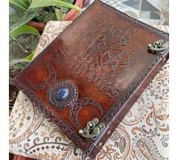 Personalized Leather Ring Binder, Portfolio for Men, 3 Ring with 1 Inch Ring Leather Binder, Customized Book of Shadow, Home, School and Office Supplies Folder Organizer (Brown, No Engraving)