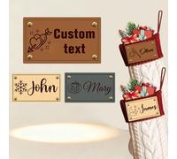 Personalized Leather Tags Custom Christmas Stocking Name Tags Handmade Items Leather Labels with Rivet for Men Women Christmas Gifts (Handmade Labels 1)
