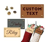 Personalized Leather Tags Custom Christmas Stocking Name Tags Handmade Items Leather Labels with Rivet for Men Women Christmas Gifts (Handmade Labels 3)