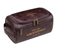 Personalized Leather Toiletry Bag for Men, Custom Monogrammed Dopp Kit, Travel Shaving Pouch, Groomsmen Gifts, Birthday, Christmas, Father's Day, Boyfriend Gift(Dark Coffee)