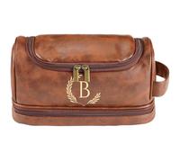 Personalized Leather Toiletry Bag For Men, Engraved Initial Travel Toiletry Bag for Men, Travel kit for Him, Ideal Gift for Him Dad Father Son Husband Grandpa Lover Christmas Anniversary Birthday(B)