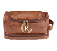 Personalized Leather Toiletry Bag For Men, Engraved Initial Travel Toiletry Bag for Men, Travel kit for Him, Ideal Gift for Him Dad Father Son Husband Grandpa Lover Christmas Anniversary Birthday(R)