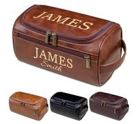 Personalized Leather Toiletry Bag for Men & Women, Custom Shaving Kit, Monogrammed Travel Bag, Premium Waterproof Toiletry Organizer, for Boyfriend, Husband, Dad, Groomsmen, Father's Day, Weddings