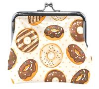 Personalized Leather Wallet for Women Cute Chocolate Donut Dessert Lock Kissing Small Change Girls Chocolate Donut Dessert UNITALLA Chocolate Donut Dessert, Chocolate Donut Dessert, UNITALLA, Classic