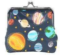 personalized leather wallet for women, cute solar system, black planet, kiss lock buckle, small wallet, Planet Black Solar System, UNITALLA, Planet Black Solar System, UNITALLA, Planet Black Solar