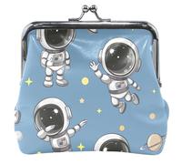 Personalized Leather Wallet for Women Girls Cute Astronauts Blue Kiss Clasp Buckle Change Card Cute Astronauts Blue OneSize, Cute Blue Astronauts, OneSize, Classic