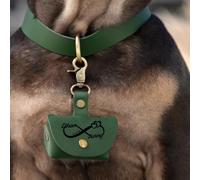 Personalized Leather Wedding Ring Pouch Custom Engraved Double Rings Box Wedding Engagemnet Ring Bearer Holder(Green)