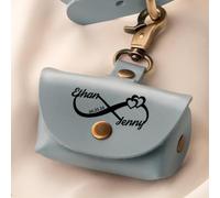 Personalized Leather Wedding Ring Pouch Custom Engraved Double Rings Box Wedding Engagemnet Ring Bearer Holder(Blue)