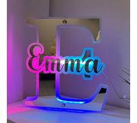 Personalized LED Acrylic Mirror Letter Initials Night Light 12 Color LED Light Up Bedroom Wall Decoration Neon Name Sign Gifts for Women Mom Christmas Valentine's (25 * 25cm)