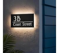 Personalized LED Backlit House Numbers, Solar Powered Address Sign, Custom LED Plaque with Waterproof, House Number for Yard and Driveway (15x30 cm)