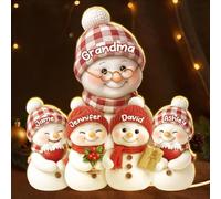 Personalized LED Light Box, Christmas Snowman Grandma & Grandkids Together, Personalized Snowmen Family with Grandkids' Names, Cute Snowman LED Light Box Nightlight, Xmas Family Gifts 2025