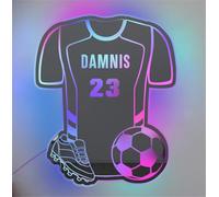 Personalized LED Mirror Light - Soccer & Football Jersey Night Light, Neon Sign Art Decoration for Bedroom, Sport Gift for Men & Kids