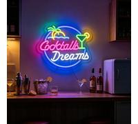 Personalized LED Neon Sign - Custom Text Tropical Bar Light with Palm Tree & Cocktail, USB Powered Decor for Man Cave, Game Room & Party