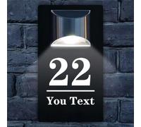 Personalized LED Solar House Number Plaque, Solar Illuminated House Sign, Custom Outdoor Address Numbers, New Home Gift(15x28 cm)