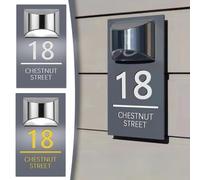 Personalized Led Solar House Number Sign,Personalized Acrylic 3d Door Number Plate,Personalized Modern House Sign (Silver)