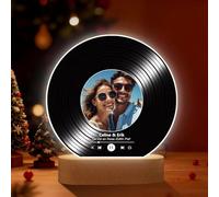 Personalized LED Song Cover Design Acrylic Decor Custom Light-Up Vinyl-Style Photo Plaque Stylish Acrylic Standee Gift for Wife, Husband, Girlfriends & Boyfriends