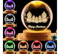 Personalized Light Up Snowman Christmas Snow Globes,Custom Family Name Snow Globes Lamp,Engraved Crystal Ball Light Room Tabletop Decor,Xmas Gifts for Kids Mom Dad