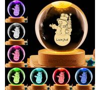 Personalized Light Up Snowman Christmas Snow Globes,Custom Name Snow Globes Lamp,Engraved Crystal Ball Light Room Decor,Xmas Gifts for Kids Mom Dad