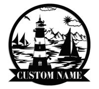 Personalized Lighthouse Sign Name, Lighthouse Metal Sign,Personalized The Lighthouse Name Sign Decoration For Room, Lighthouse Monogram,Custom Lighthouse Wall Art,Lighthouse Wall Decor (Style-4)