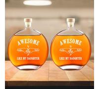 Personalized Like My Daughter Whiskey Bottle with Name Custom Fist Bump Whiskey Glass Fathers Day Family Glass Bottle Home Bar Decor Gifts from Daughter for Dad Papa Grandpa Birthday Christmas