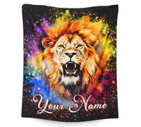 Personalized Lion Throw Blanket for Boys - Custom Name Flannel Blanket, Anti-Pill Lightweight Cozy Sofa & Bed Decor for Kids, Teens & Adults