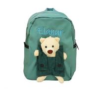 Personalized Little Bear Backpack for Girls Boys with Embroidery Name, Custom Name Embroidery School Bag for Girls & Boys, Cute Toddler Preschool Bag,Back to School Birthday Christmas Gift (Green)