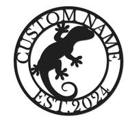 Personalized Lizard Metal Sign, Custom Name Reptile Wall Art, Tribal Gecko Decor, Outdoor Garden Plaque, Desert Theme Gift, Nature Lover Accent (Style-2)