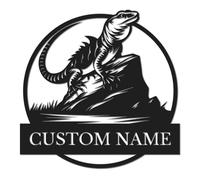 Personalized Lizard Metal Sign, Custom Name Reptile Wall Art, Tribal Gecko Decor, Outdoor Garden Plaque, Desert Theme Gift, Nature Lover Accent (Style-1)