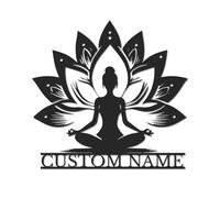 Personalized Lotus Metal Sign, Custom Name Yoga Wall Art, Meditation Room Decor, Zen Home Office Sign, Spiritual Gift for Her, Inspirational Yoga Studio Art (Style-3)