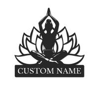 Personalized Lotus Metal Sign, Custom Name Yoga Wall Art, Meditation Room Decor, Zen Home Office Sign, Spiritual Gift for Her, Inspirational Yoga Studio Art (Style-2)