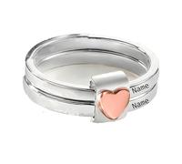 Personalized Love Heart Engraved Name Stacking Rings, Custom Name Couples Ring, Personalized Promise Rings for Women
