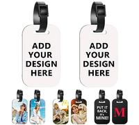 Personalized Luggage Tags, 1-150Packs Custom Golf Bag Tag Personalized Your Own Text, Image, Photo, Logo Customized Travel Suitcases Labels Tags with Strap, Sublimation Blanks Bulk Products