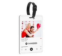 Personalized Luggage Tags for Suitcase, Custom MDF Music Code Tags with Photo, Custom Golf Bag Tag Personalized Your Own Text Logo Customized Gifts Travel Name Labels with Strap