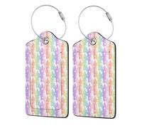Personalized Luggage Tags for Suitcases, 4-Pack Waterproof Leather Luggage Identifier with Privacy Cover, Unicorns Colorful Stripes, Soft Bendable RFID Blocking Suitcase Id Tag for Travel, 4 PCS