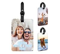 Personalized Luggage Tags for Suitcases, Custom Tags with Photo, Text, Logo, Customized Name PU Leather Baggage Travel Suitcases Labels for Handbag and Backpack, Graduation Gifts (PU Leather Tag)