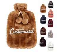 Personalized Luxury Hot Water Bottle with Custom Embroidered Text Soft Plush Cover - 2L Large BS Rubber Leakproof Hot Water Bottle for Neck, Shoulder, Back Pain Relief & Hand Warmer