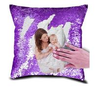 Personalized Magic Reversible Glitter Pillow Cover,Custom DIY Photo Design with Any Image or Text Sequin Pillow Case, Lovers & Family Pictures, Unique Gift, 40x40cm Cushion Case