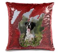 Personalized Magic Reversible Glitter Pillow Cover,Custom DIY Photo Design with Any Image or Text Sequin Pillow Case, Lovers & Family Pictures, Unique Gift, 40x40cm Cushion Case