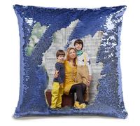 Personalized Magic Reversible Glitter Pillow Cover,Custom DIY Photo Design with Any Image or Text Sequin Pillow Case, Lovers & Family Pictures, Unique Gift, 40x40cm Cushion Case