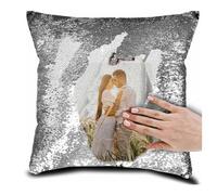 Personalized Magic Reversible Glitter Pillow Cover,Custom DIY Photo Design with Any Image or Text Sequin Pillow Case, Lovers & Family Pictures, Unique Gift, 40x40cm Cushion Case